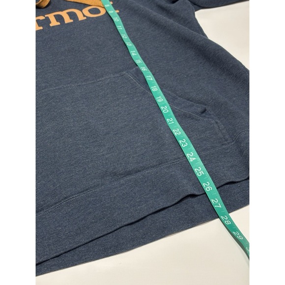 Marmot Mens Large Fleece Lined Pullover Logo on Front Blue Hoodie Sweatshirt - Picture 8 of 10